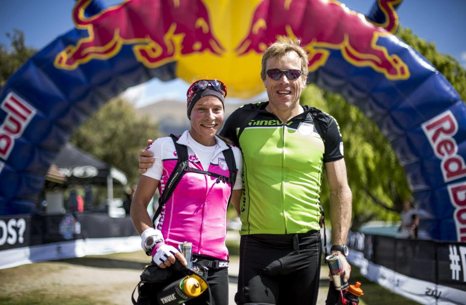 Simone Maier and Marcel Hagener on the finish line of Red Bull Defiance, in Wanaka, where they have won the mixed elite category in 2014 and also the two-day multisport race’s second edition in 2016. Photos by Miles Holden/Red Bull Content Pool.