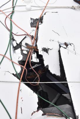 Part of the damage.