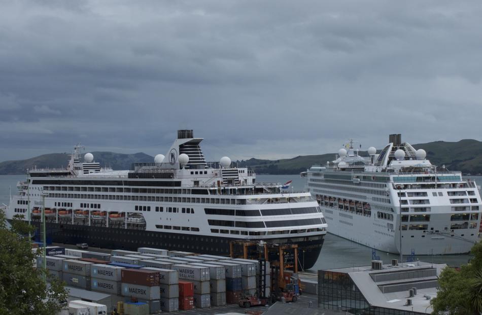 The Maasdam and Dawn Princess docked in Port Chalmers.
