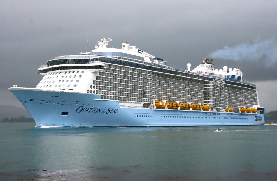 Ovation of the Seas leaving Port Chalmers on Tuesday afternoon.
