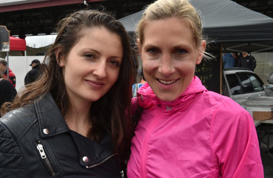 Anna Mikuscheva and Nina Scherf, both of Dunedin, dressed warmly for market Saturday morning.