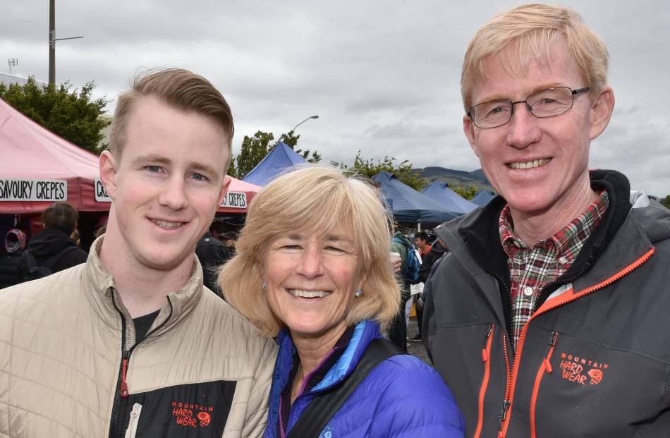 Paddy, Alma and Mark O'Brien, from San Francisco, explore the stalls at the market.