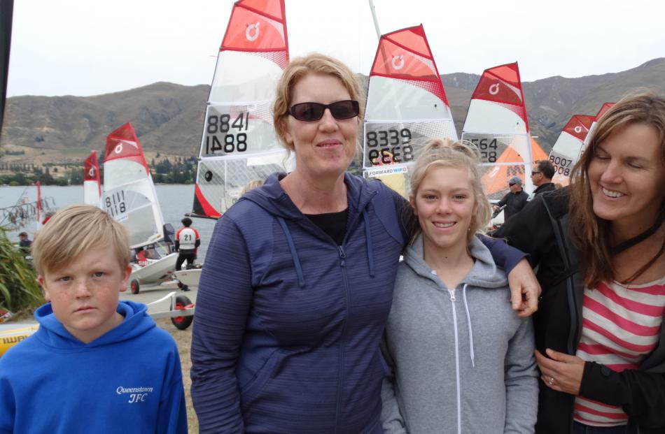 Jordie (8), Caela, and Mia Shaw (13), with Natasha Cuiel, all of Queenstown.