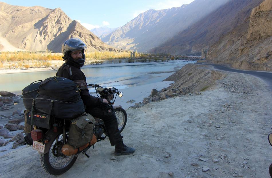 Stephen Hogg takes a break on the Shyok River in India.
