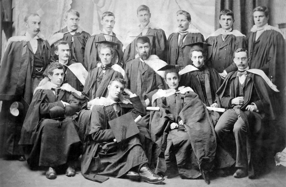 Mr Mellor’s graduating class in 1898. He is pictured seated  on the ground on the front row and...