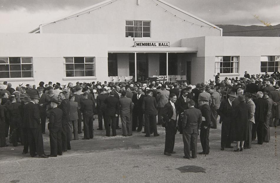  Cromwell residents and visitors stand outside the hall on its opening day, in 1960.