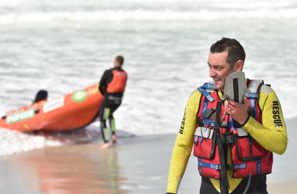 Brighton Surf Lifesaving Club lifeguard Scott Weatherall talks to Otago Regional Rescue...