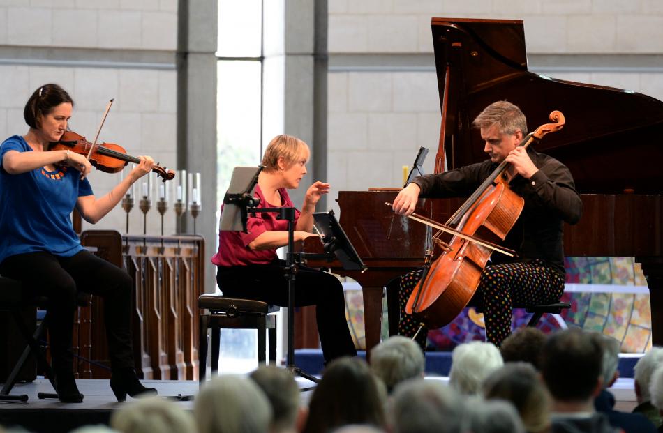 Chris Gendall has written a concerto for the NZ Trio, pictured here performing  in St Paul's Cathedral, during the Arts Festival last year. Photo by Linda Robertson.