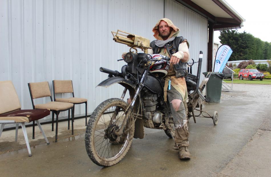Steampunk enthusiast Fraser Murdoch, of Invercargill, with his Mad Max post-apocalyptic steam punk inspired motorbike at Crank Up in Edendale on January 29. PHOTO: SAMUEL WHITE 