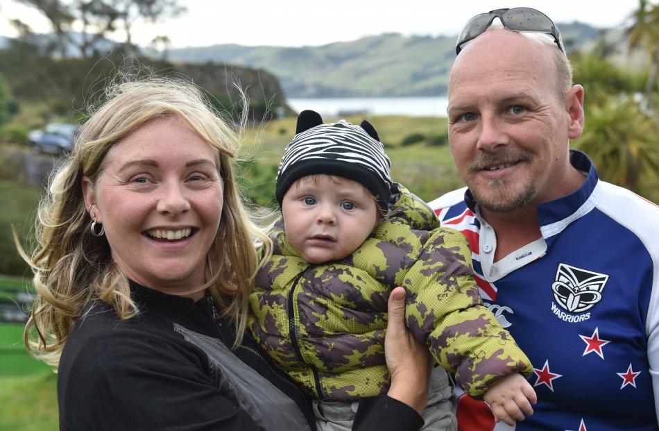 Sarah Frost her baby Riley Stott, and Michael Stott, of Dunedin.