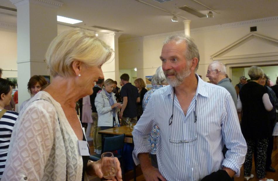 Artist Judy Smith chats with David Elliot, who opened the exhibition. 