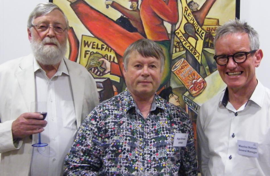 Emeritus Professor Erik Olssen, of Dunedin, artist Nigel Brown, of Dunedin, and Central Stories...