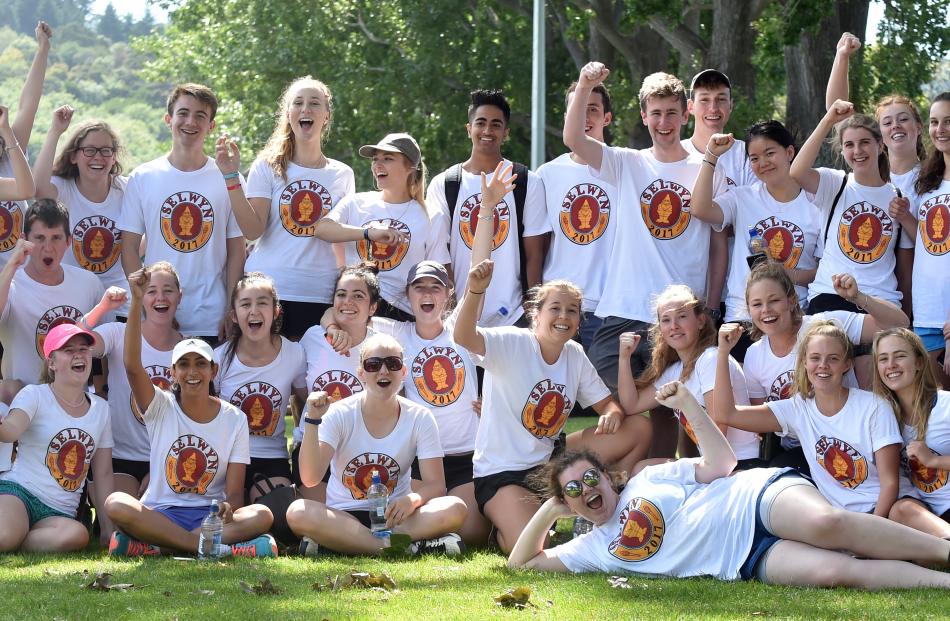 Students from Selwyn College show their college pride  during  sports day at Logan Park as part...