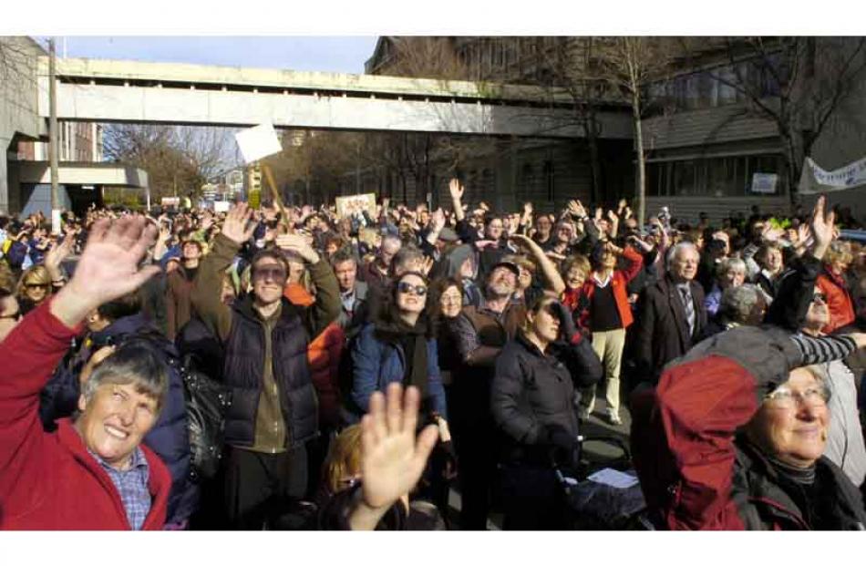 A crowd of about 10,000 was estimated to have attended the protest. Photo by Jane Dawber.