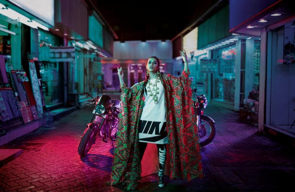 Pop singer Balquees Fathi poses in a scene shot for the Nike Middle East ad campaign filmed in Dubai. Photo: Reuters