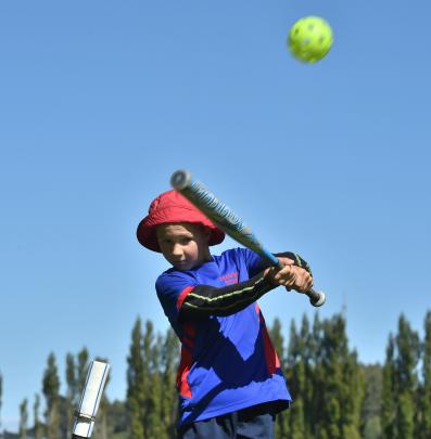 Abbotsford School pupil Daniel Lawrence (11) takes a swing.