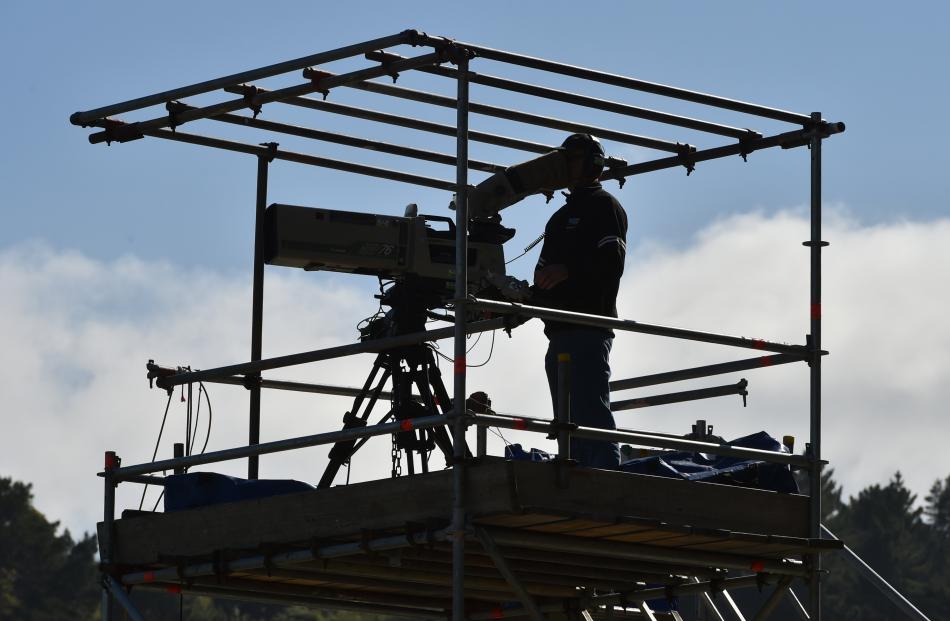 Camera operators keep tabs on events at the University of Otago Oval this week.