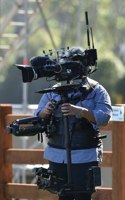 Camera operators keep tabs on events at the University of Otago Oval this week. Photos: Gregor...