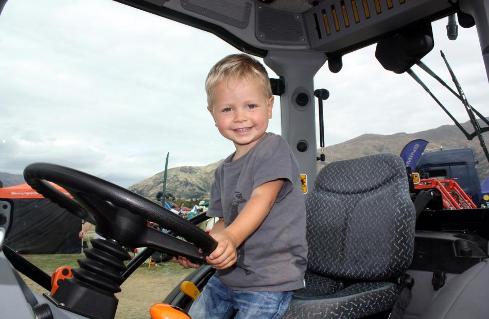 Giving an Italian-made Frutteto tractor a once-over is Ryder Joyce (2), from Roxburgh. 