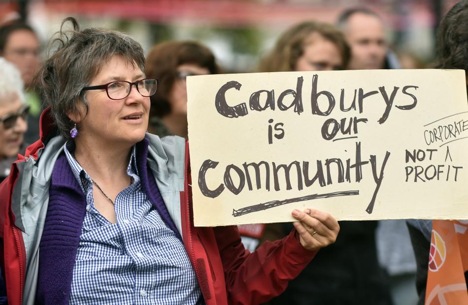 Kuini Scott, of Dunedin, during the Octagon protests against Mondelez International.