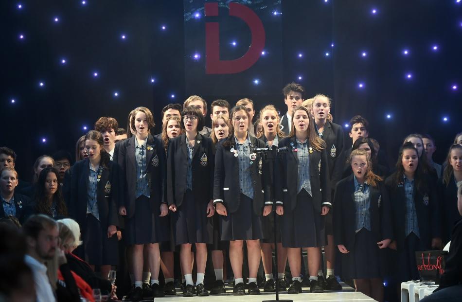 Otago Girls’ High School and Otago Boys’ High School choirs perform before the iD Dunedin Fashion...