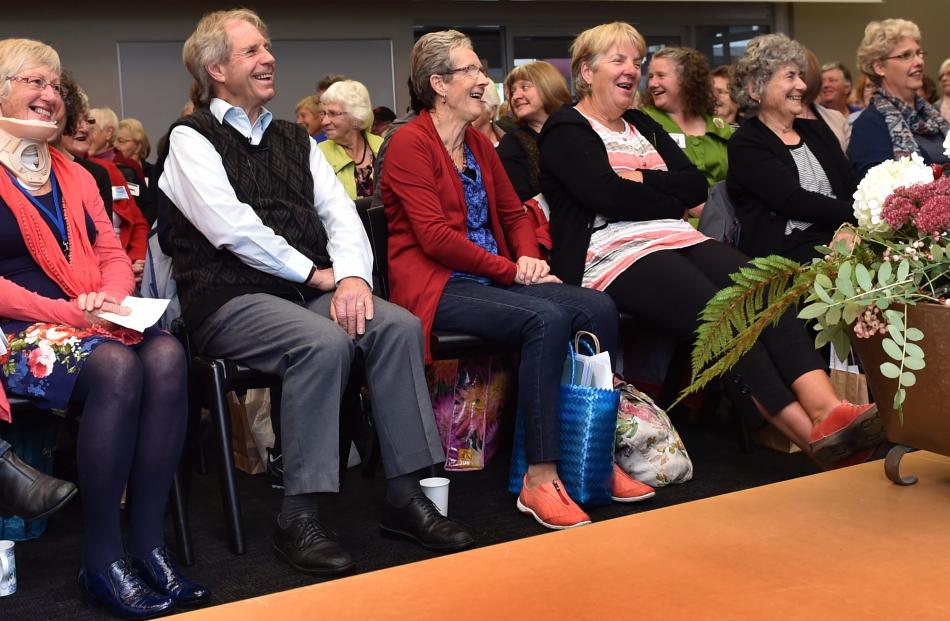 Gardening club members from across Otago respond to a roll-call at the Kindred Group Day at the Sargood Centre in Dunedin on Saturday. Photos by Peter McIntosh.