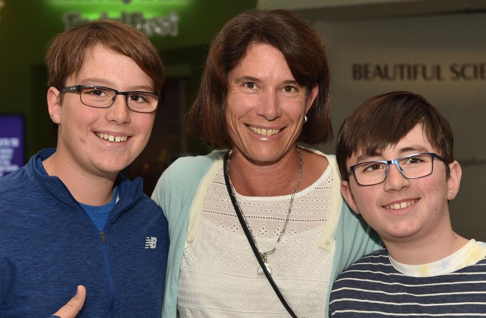 (from left) James (12), Claire and Michael (10) Gardner, of Dunedin.