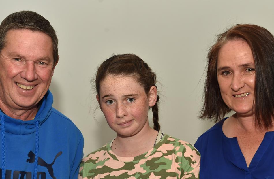 (from left) Alistair, Meg (12) and Deb Bowler, of Dunedin.