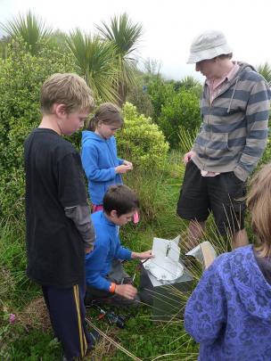 Setting up the moth trap. 