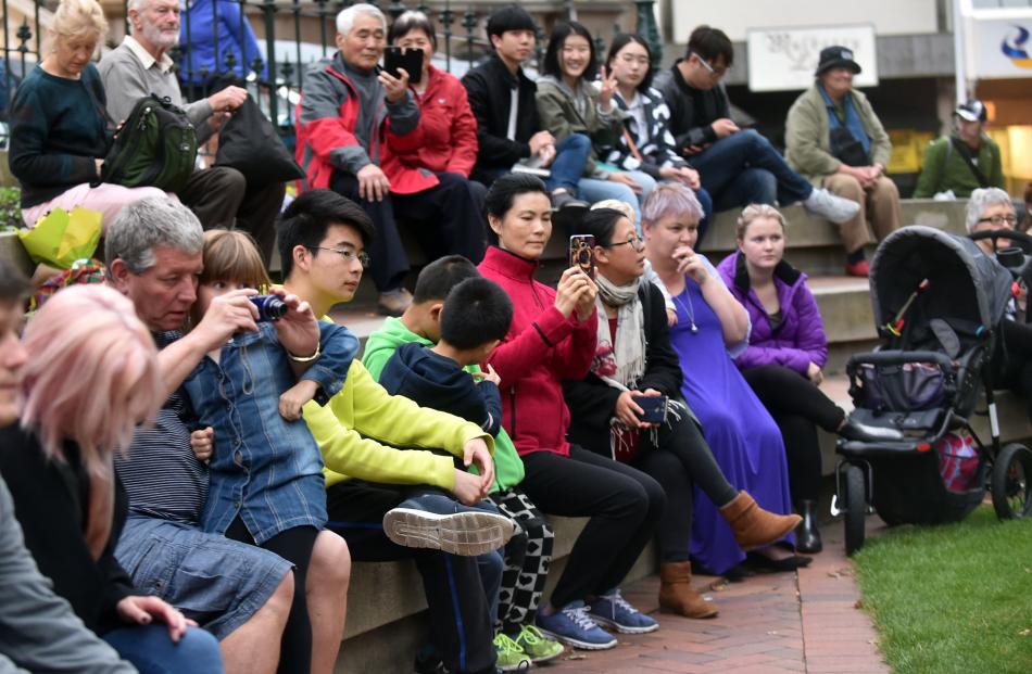 People attend the public launch of the China Film Festival in Dunedin last night. 