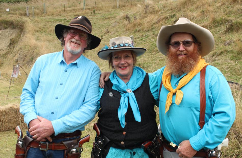 Stephen "Reverand" Rush, of New Plymouth, Jane "Miss Kitty" Lavery, of Ashburton, and Ron "Tuscon...