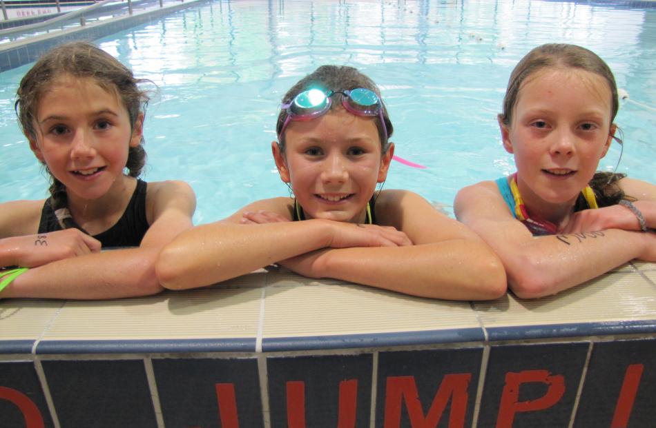 Top three placegetters in the individual girls' year 5-6 category of the Otago Primary and...