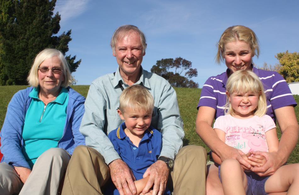 (from left) Jenny and Peter Harland of Chatto Creek, Blake (5), Holly (4) and Amanda Campbell all...
