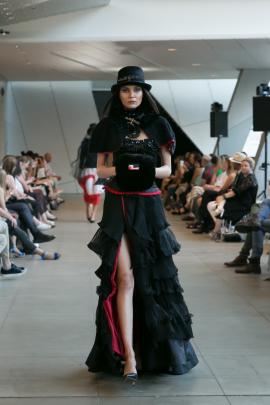 Amber’s opening outfit from the Global Indigenous Runway Show, modelled by Dream May Langley, of...