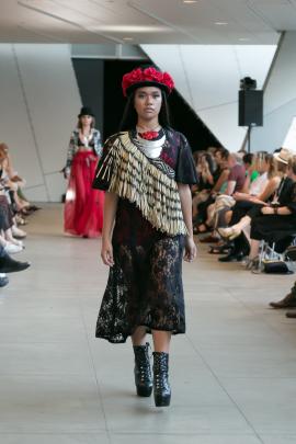 A lace dress, modelled by Miriata Waru of Global Indigenous Management, which Amber plans to put...