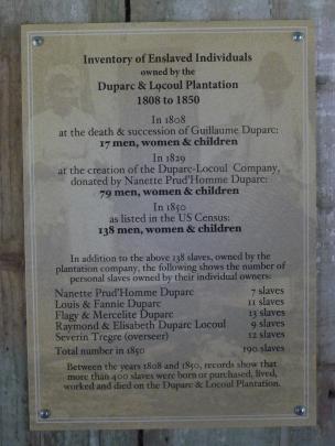 Slave inventories are displayed at Laura Plantation. 