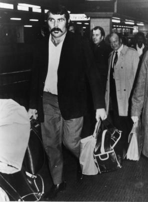 Murdoch in 1972, leaving the tour, after a scuffle at a Cardiff hotel. Photo: ODT.