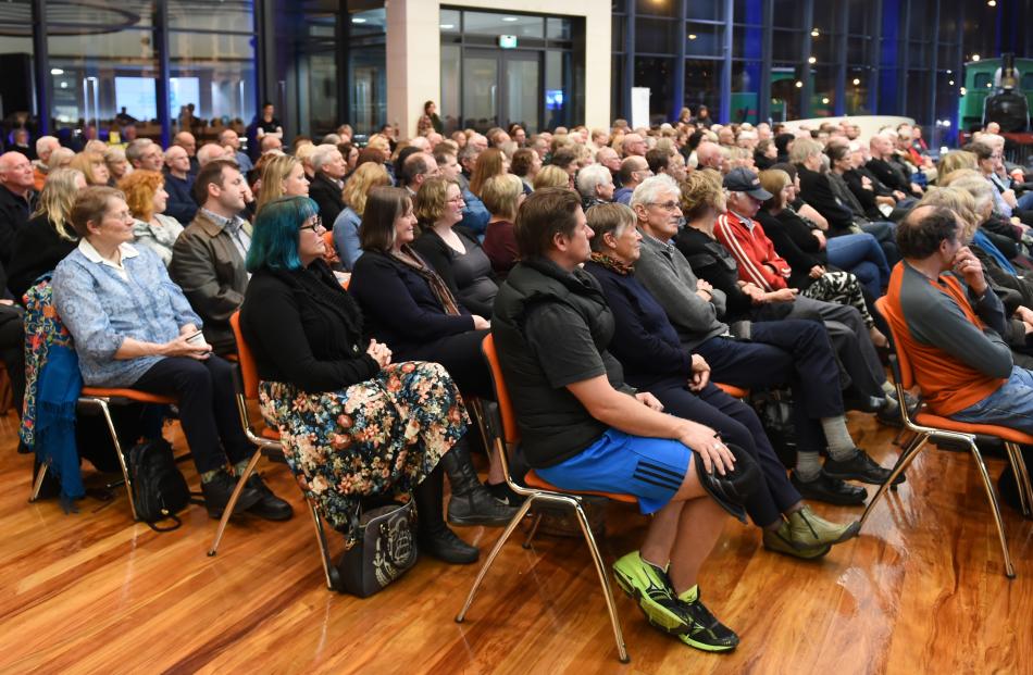 An audience listens to crime writer Ian Rankin, of Scotland, talk about his new book at a Dunedin Writers and Readers Festival event at Toitu Otago Settlers Museum in Dunedin on Saturday. 