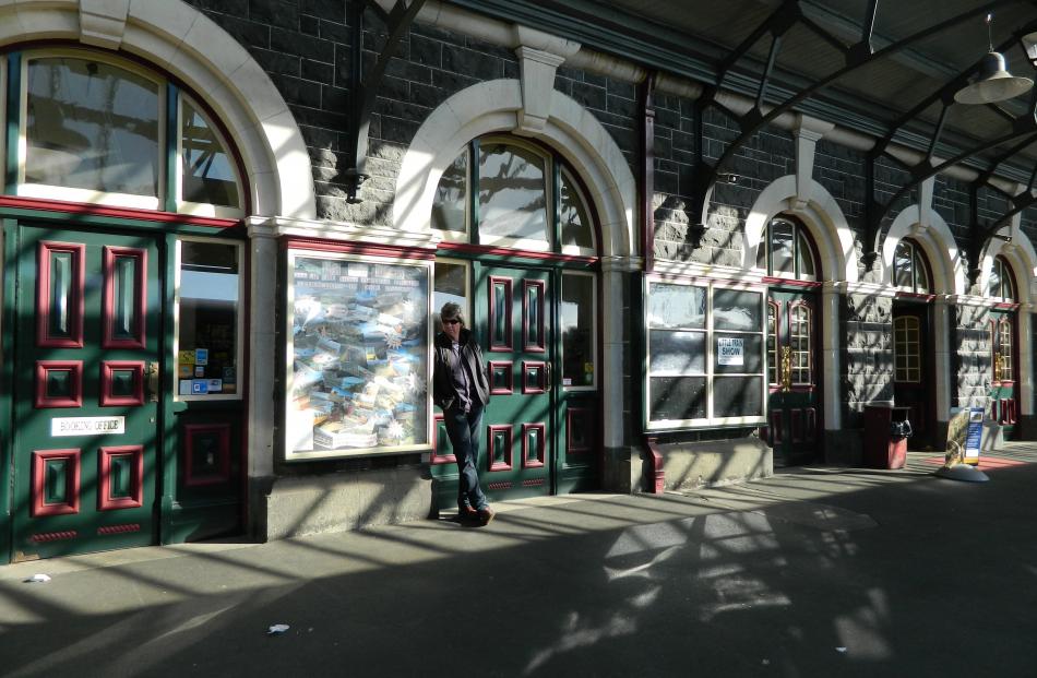 John Matravers on the platform of the Dunedin Railway Station while waiting for the Taieri Gorge...