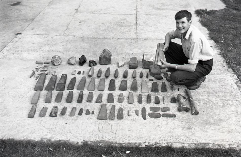 Allan Willetts with parts of the Willetts Collection soon after they were found in 1953. Photo:...