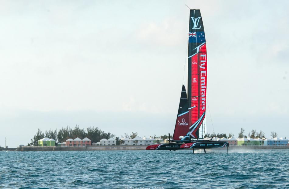 Emirates Team New Zealand in full flight at the America’s Cup in Bermuda. Photo: supplied.