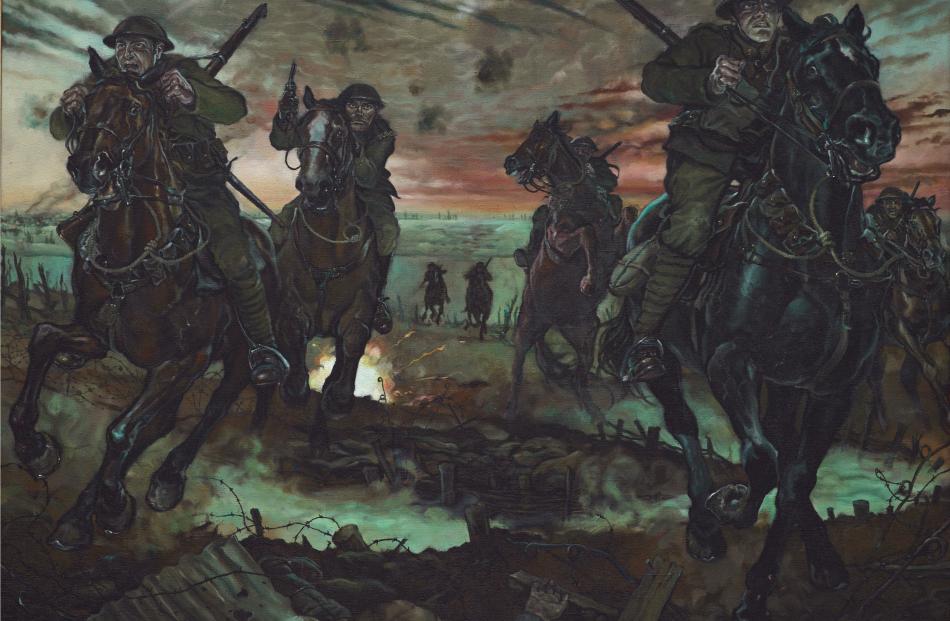 Detail from The Attack of the Otago Mounted Rifles at Messines, by Matt Gauldie.  COPYRIGHT D.C....