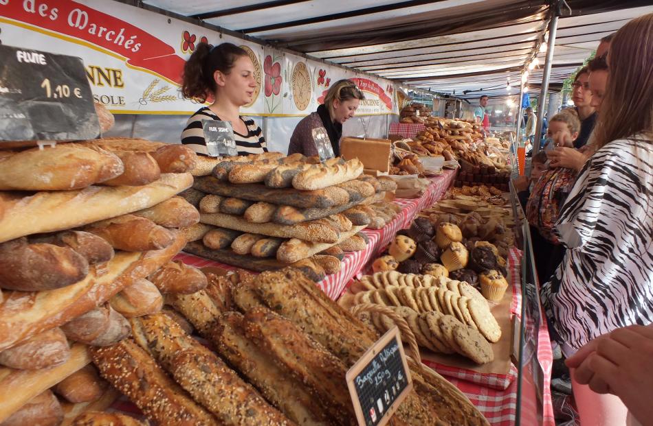 Bread on sale at the market opposite our apartment-style accommodation.

