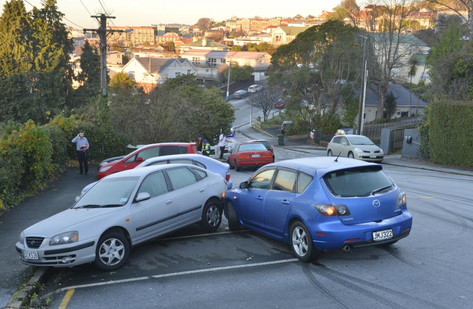 Police closed Heriot Row in central Dunedin yesterday morning after four crashes.