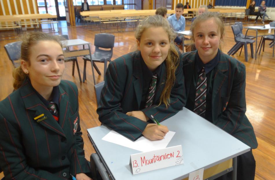 Mountainview High School pupils (from left) Lucy Barge, Arwen Kleinsmith  and Rilee Gould (all 13...