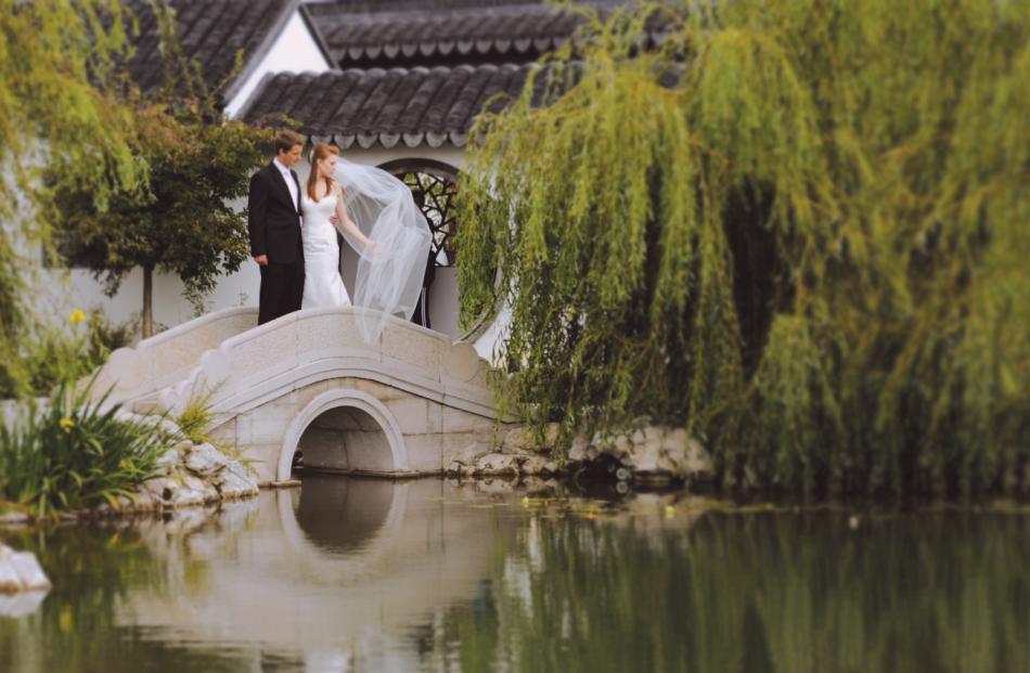 The Dunedin Chinese Garden provides a unique backdrop for photos. 
