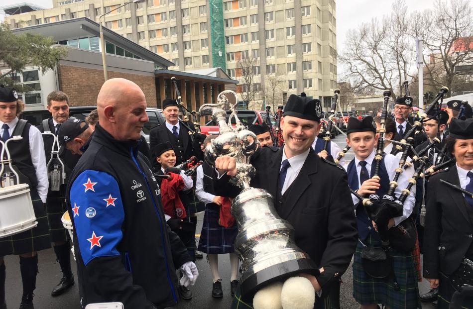 Getting up close to the Cup. Photo by Peter McIntosh