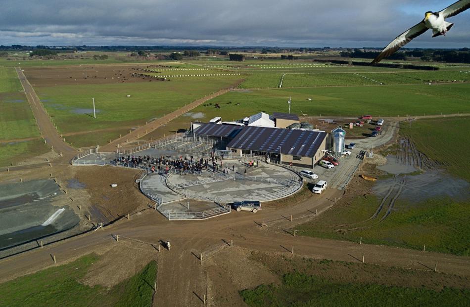 A drone view of the Southern Dairy Hub opening in Southland. Photo: Agresearch