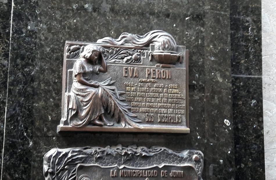 The resting place of Evita (Eva Duarte Peron) in Recoleta Cemetery.

