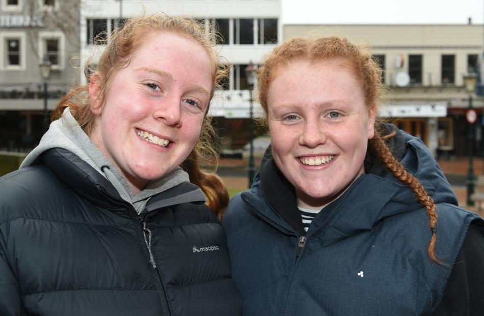 (from left) Charlotte Coutts (14) and Kaitlyn Hastie (14), both of Dunedin.